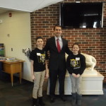 Coal Cracker reporters Joei and Emma Shaller with PA Auditor General Eugene DePasquale at the Schuylkill Youth Summit.