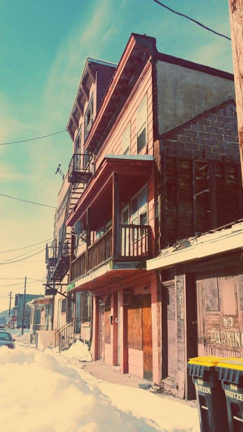 Colorized photo of East Market Street in Mahanoy City by Joei Shaller.